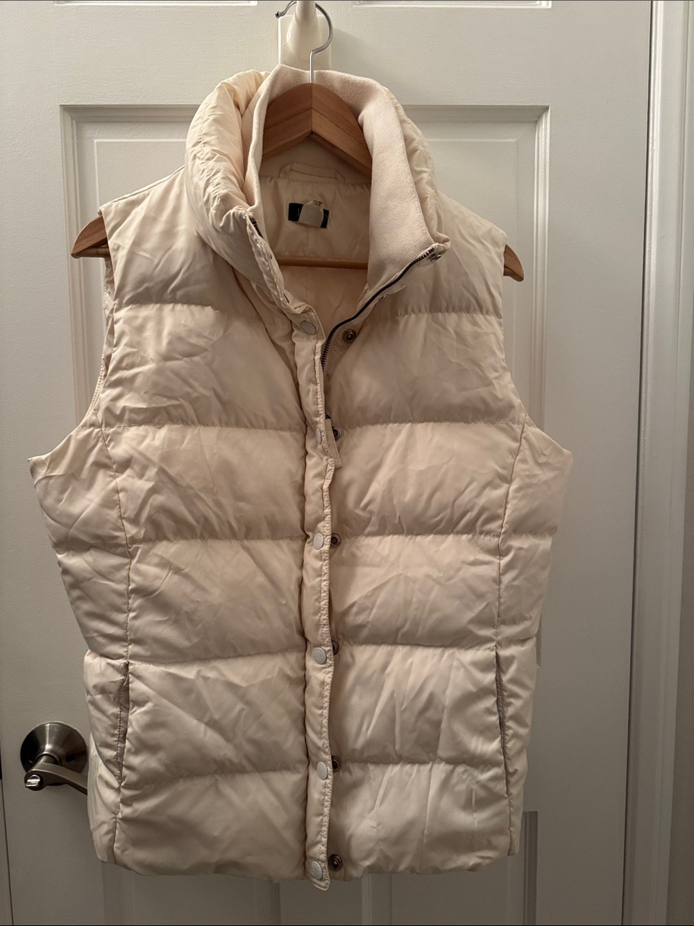 J. Crew Cream Quilted Down-Fill Vest